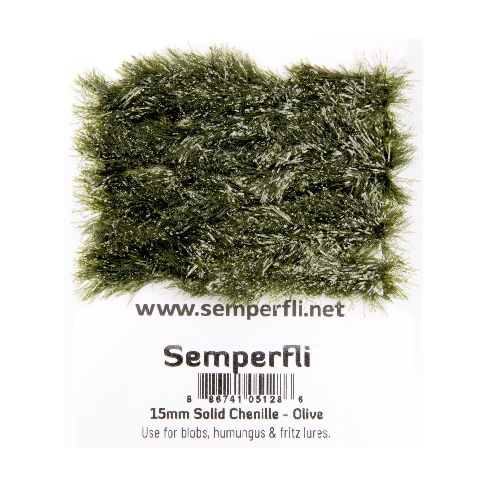 Semperfli 15mm Solid Chenille Olive Fly Tying Materials (Product Length 1.1 Yds / 1m)